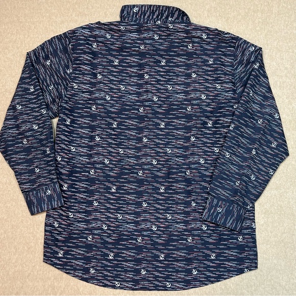 Brooklyn State Long Sleeve Button Up shirt blue red & white anchors mens Sz.4X - Picture 2 of 7